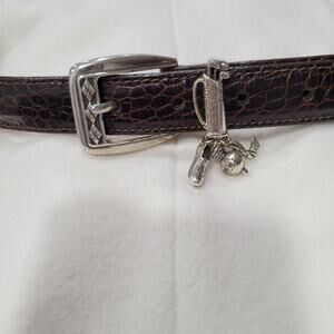 Brighton Golf Motif Leather Belt Size ML